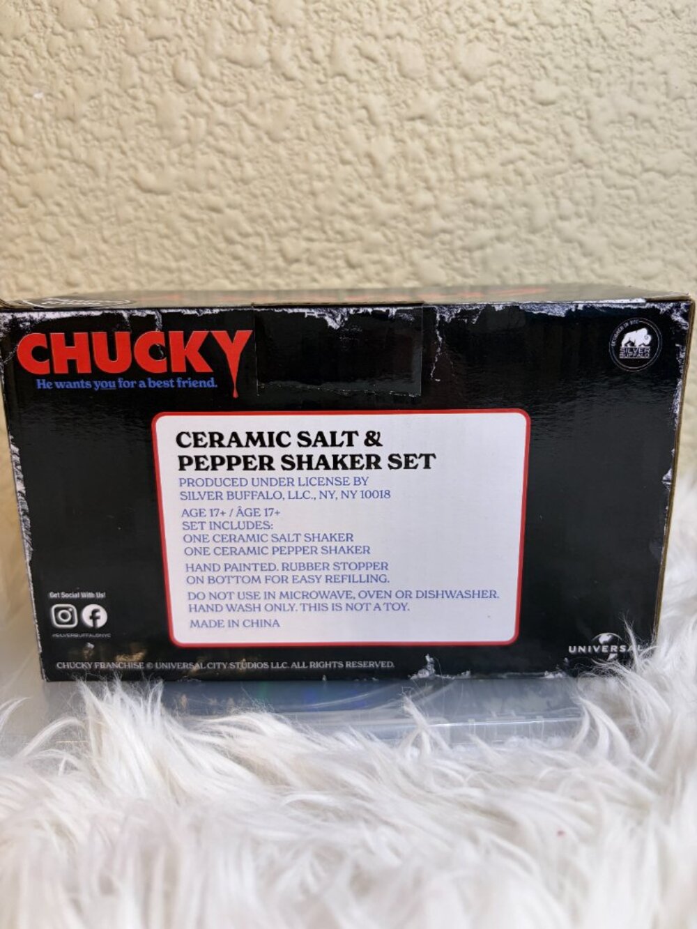 Chucky Tiffany Ceramic Salt Pepper Shaker Set Halloween Horror Silver Buffalo NW - Picture 4 of 5